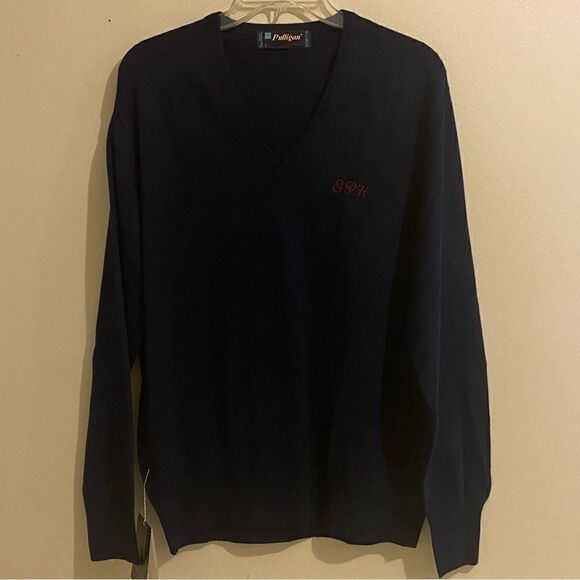 Pulligan Other - Men’s Pulligan Sweater Pullover Size Large V-Neck Knit Wool Blend Blue